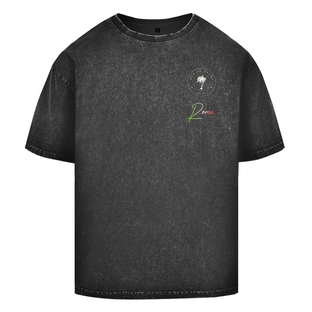 Oversize Washed T-Shirt Logo Roma