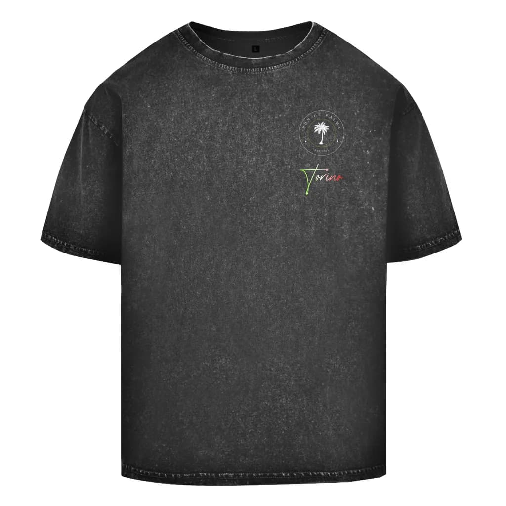 Oversize Washed T-Shirt Torino für schwarz